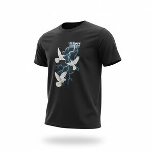 Mister Tee Dark Shadow Elevate to Succeed Black Graphic Tee with Dove Design